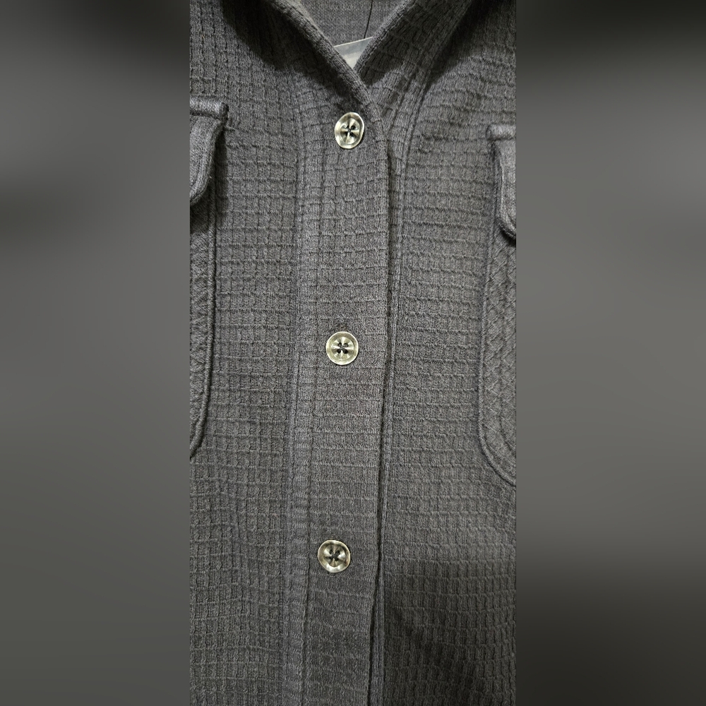 AnyBody Washed Waffle Knit Button Front Top - Picture 4 of 9